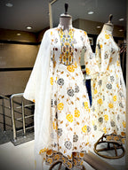 Mustard & Charcoal Floral Anarkali Set