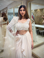Ivory Indo-Western Draped Skirt and Cape set