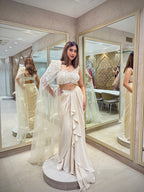 Ivory Indo-Western Draped Skirt and Cape set