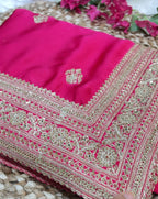 Fuchsia Pink Zari Jaal Saree