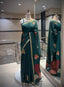 Emerald Green with Festive Floral Print