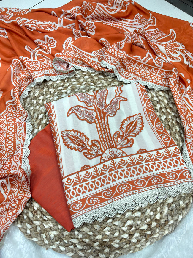 Terracotta Unstitched Suit Set Hover Image