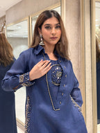 Linen Indigo Hand-Embellished Co-ords