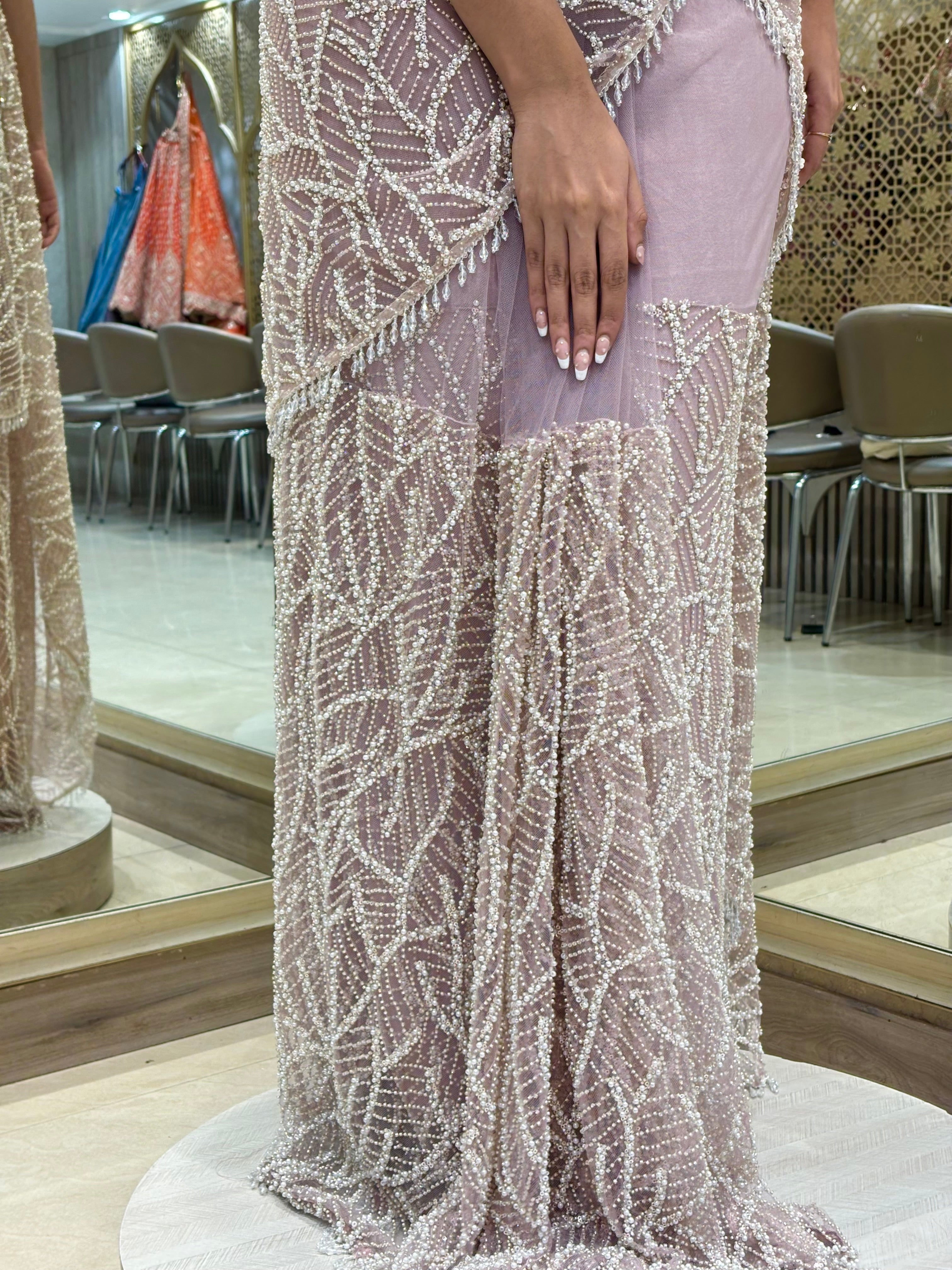 The Lavender Pearl Saree