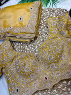 Mustard Yellow Saree Set with Embellished Blouse