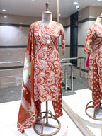 Rust Paisley Printed Kurta Set