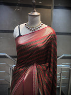 Chevron Print Saree with Zari Borders