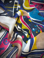 Blue Artistic Unstitched Suit Set
