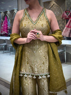 Olive Gold Sharara Set