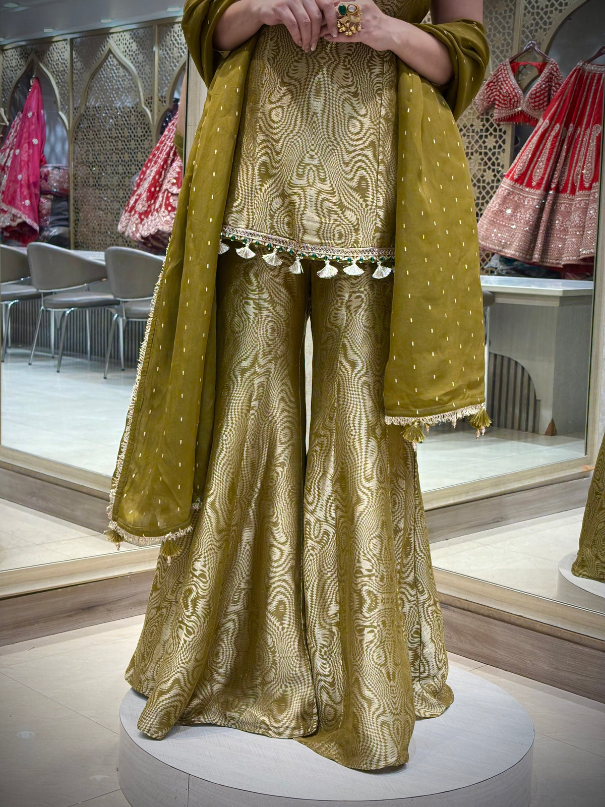 Olive Gold Sharara Set