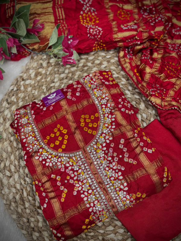 Rangili Bandhani Unstitched Suit Set