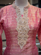 Roses pink High Low Kurta Set