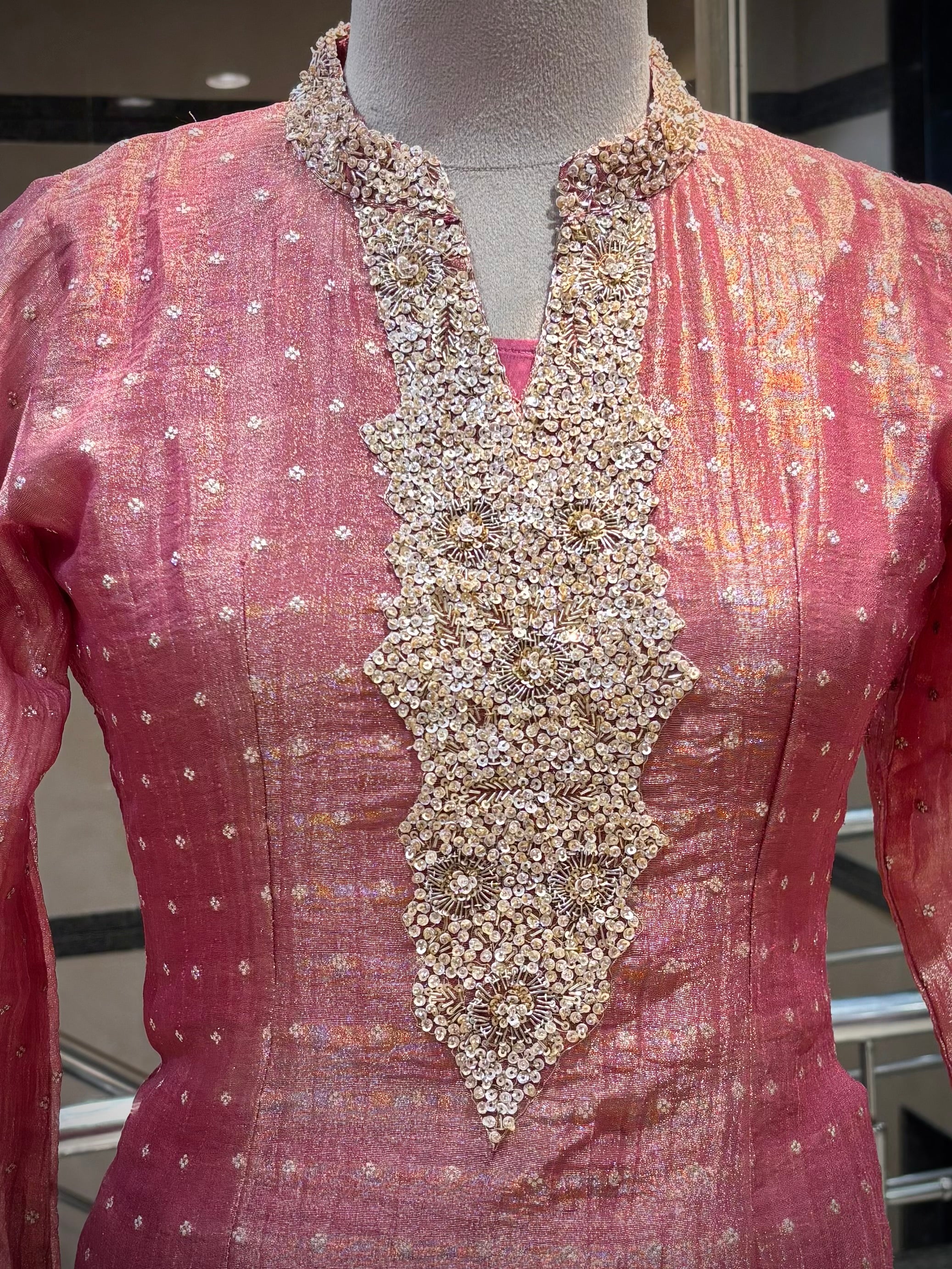 Roses pink High Low Kurta Set