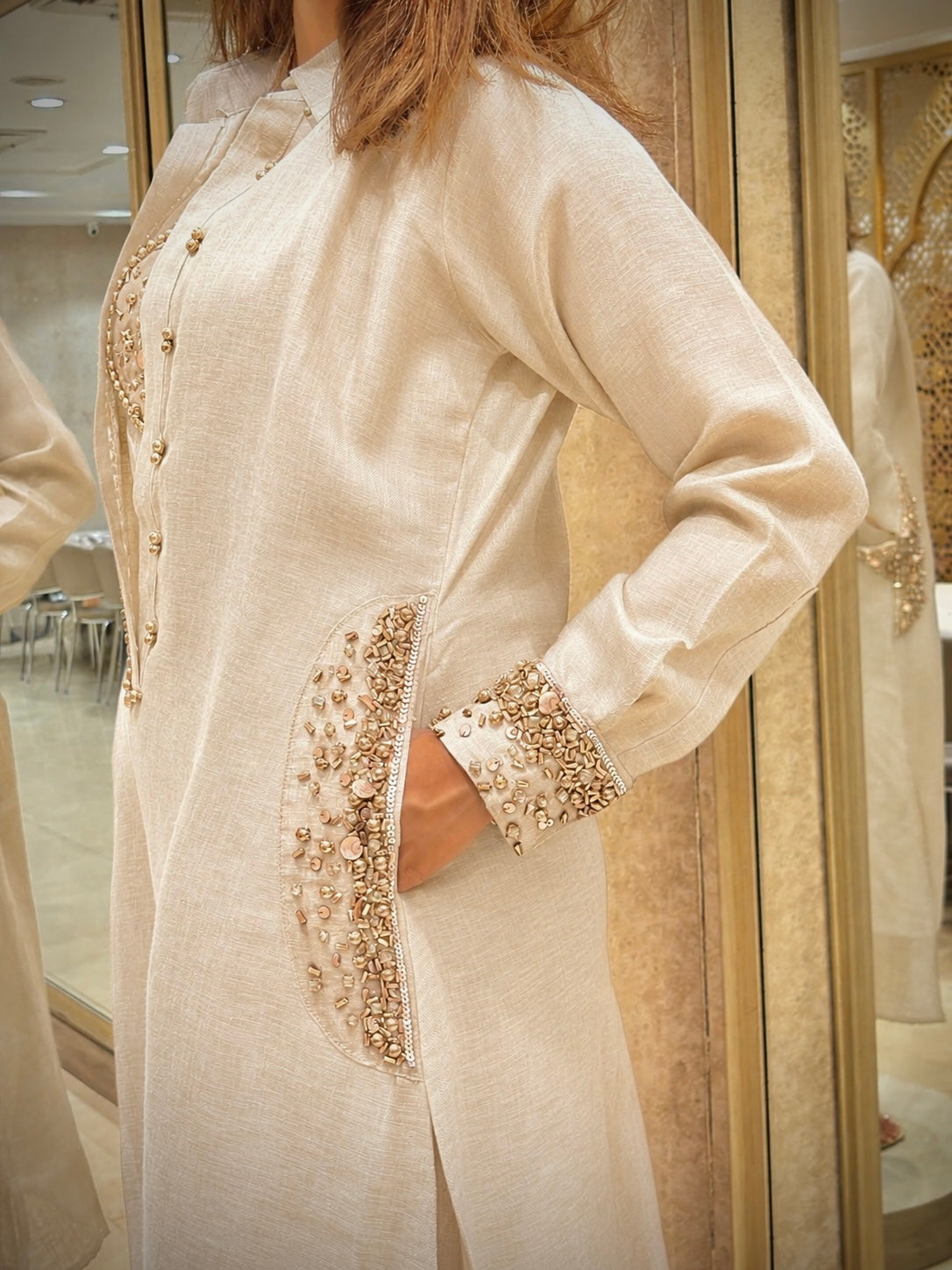 Ivory Linen Hand-Embellished Co-ords