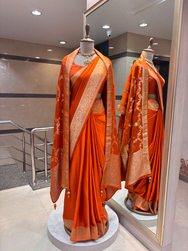 Traditional Orange Saree with Dupatta
