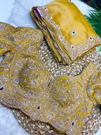Mustard Yellow Saree Set with Embellished Blouse
