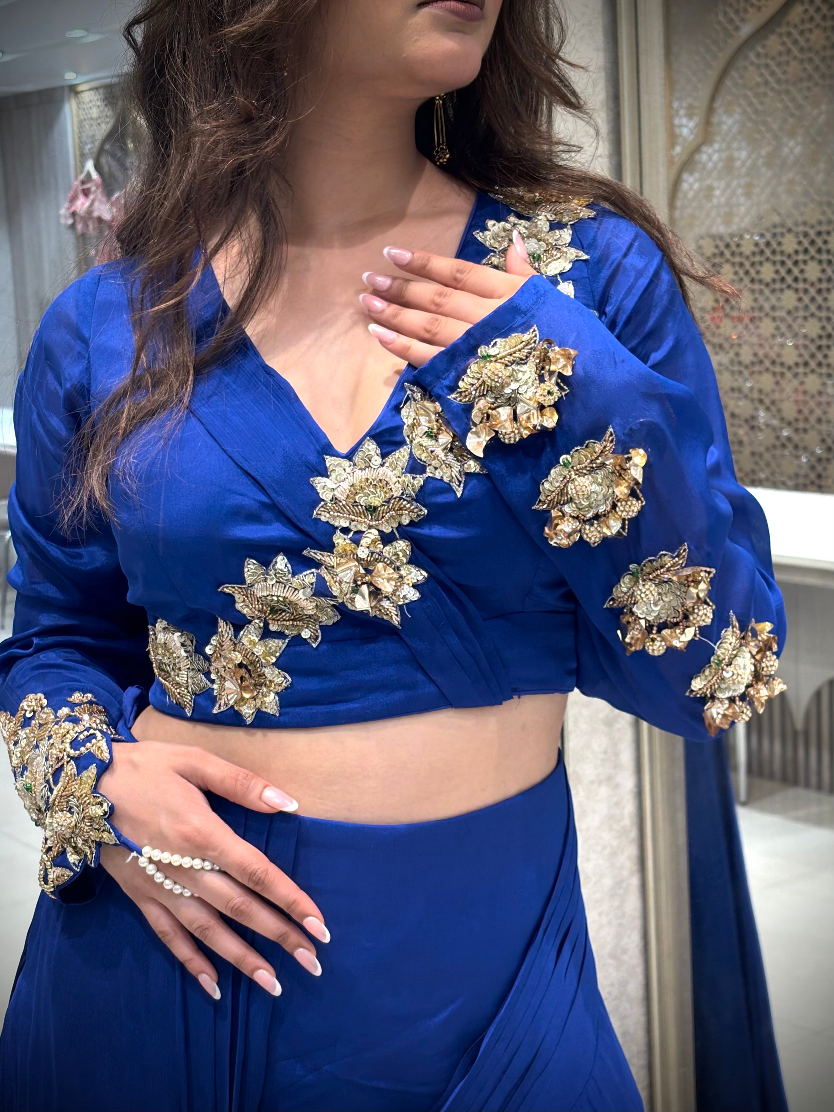 Royal Blue Embellished Indo-Western