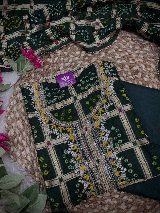 Rajwada Bandhani Unstitched Suit Set Hover Image