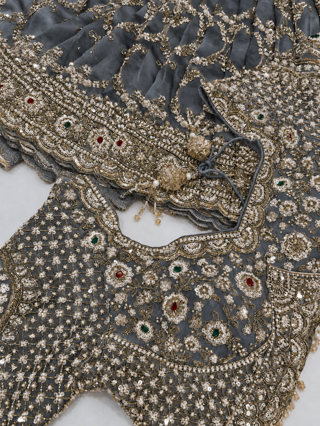 Bluish Grey Embroidery Saree