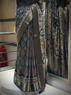 Midnight Heritage Kalamkari Saree