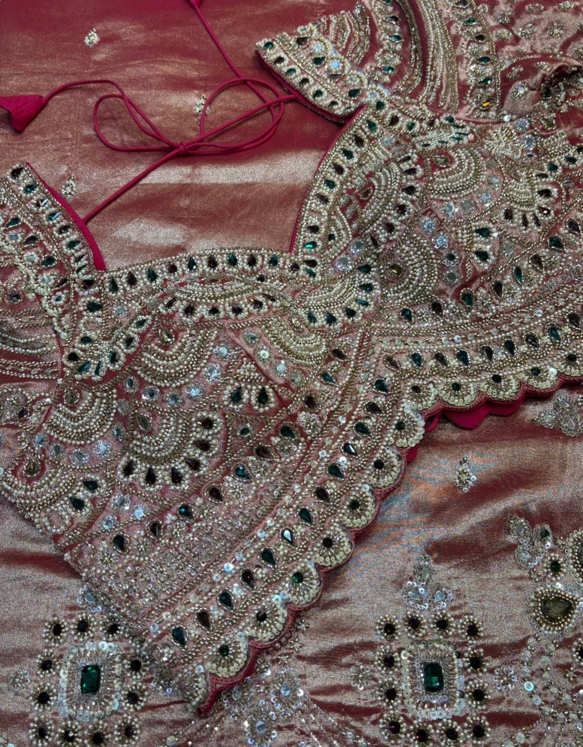 Karwa Pink Embellished Saree