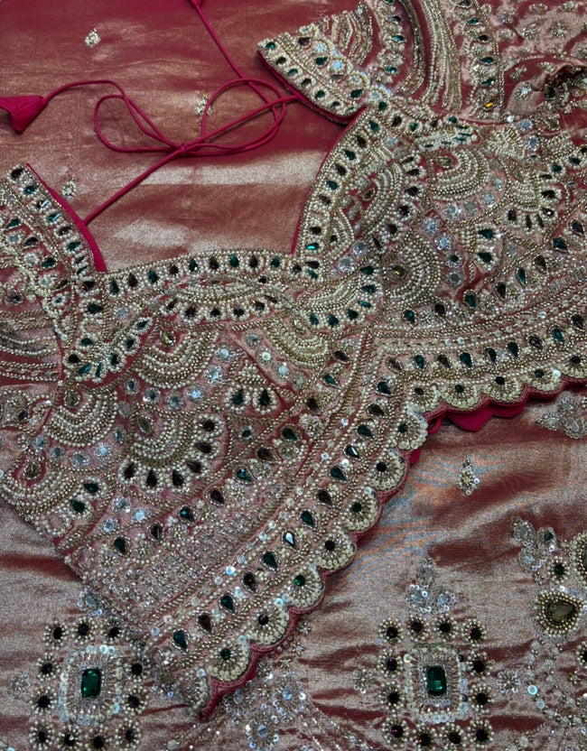 Karwa Pink Embellished Saree Hover Image