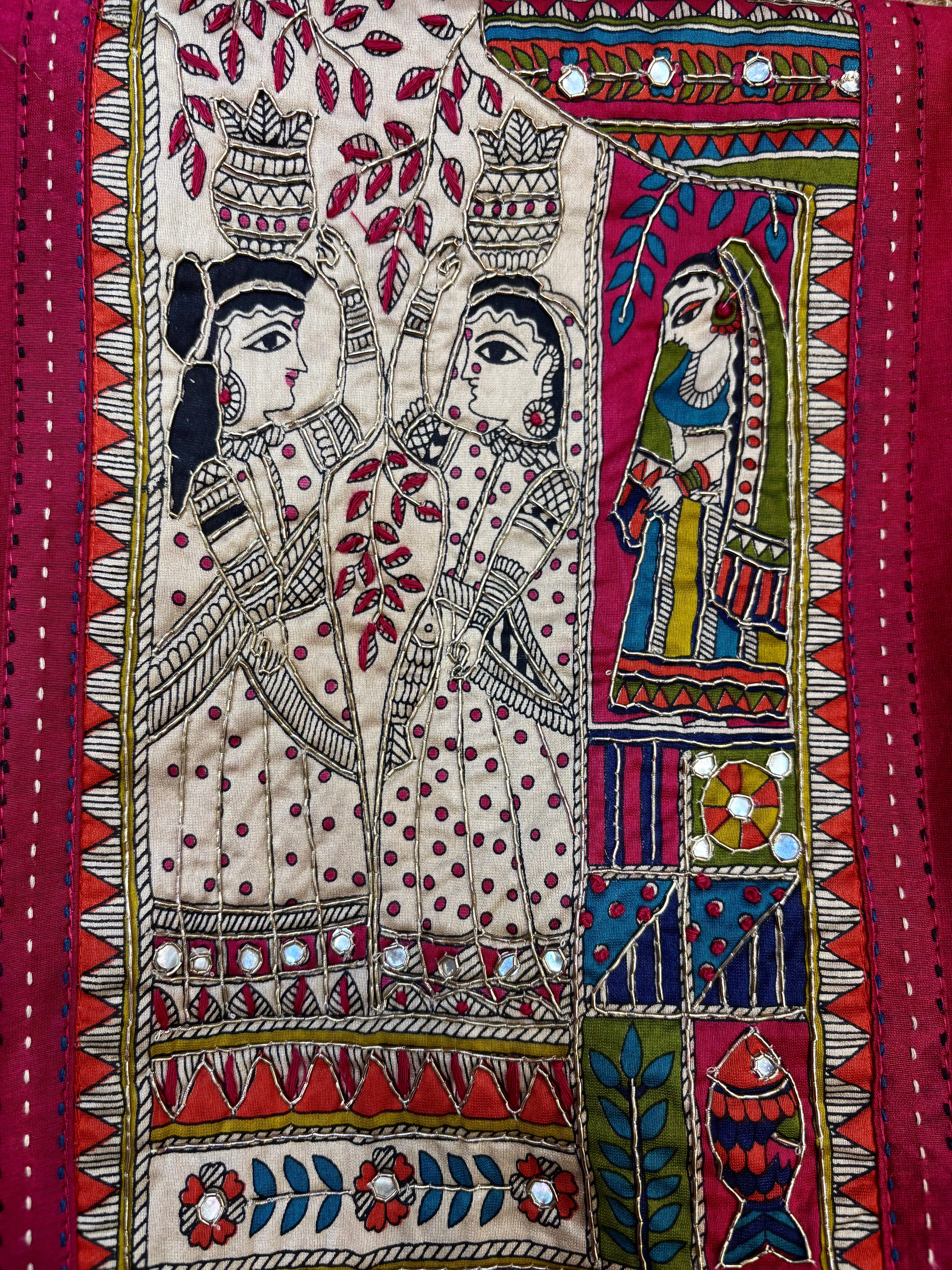 Madhubani Printed Maheshwari Silk Unstitched Suit
