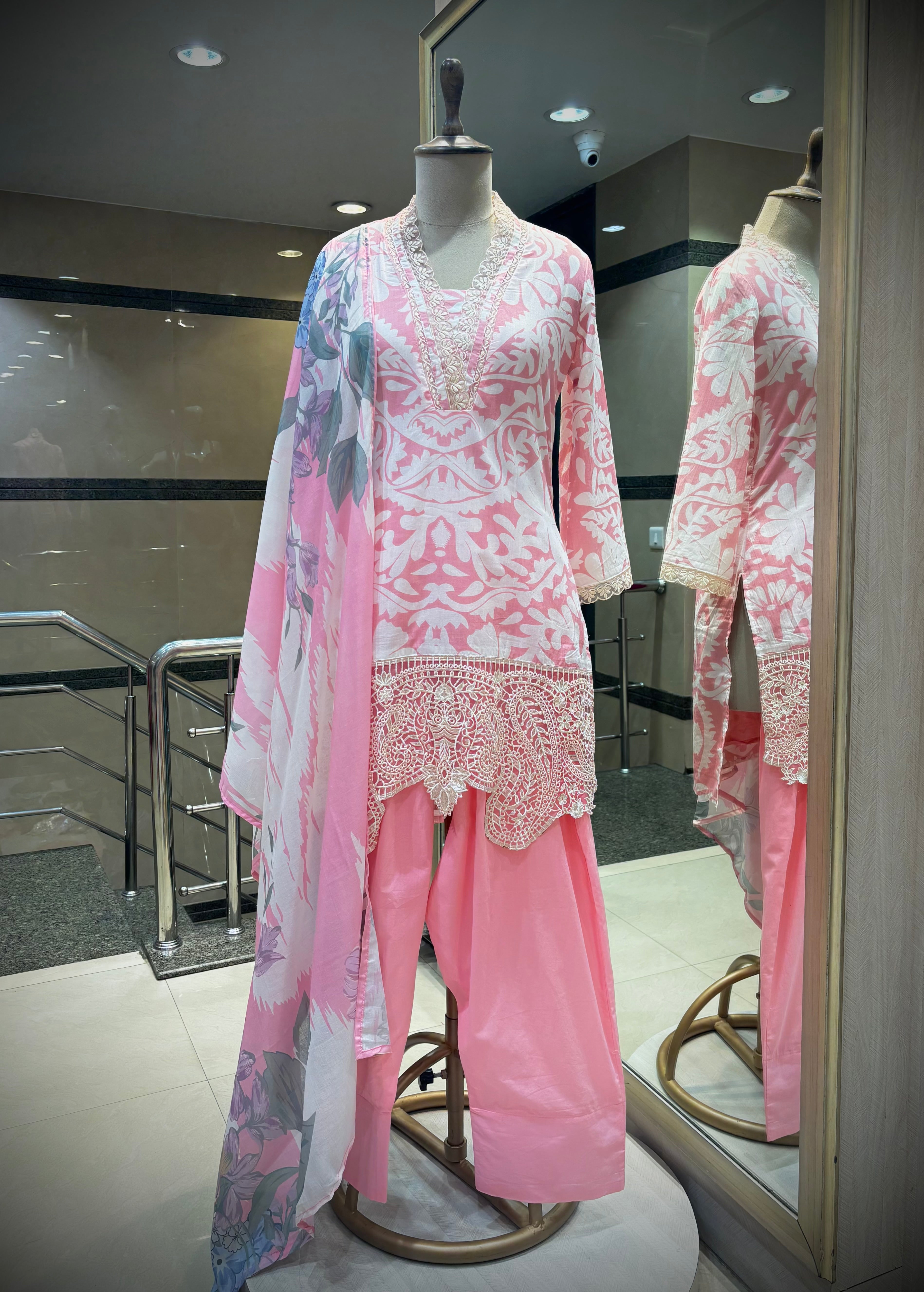 Pastel Pink Baroque Kurta Set