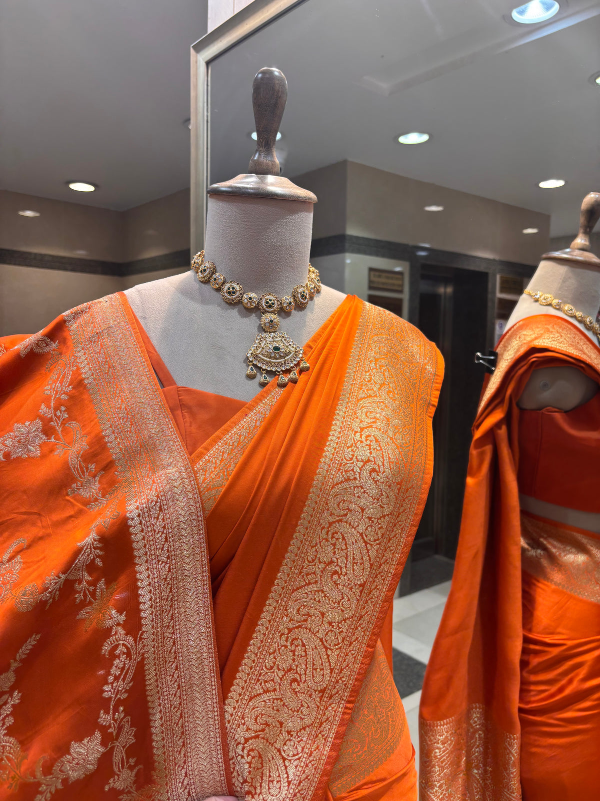 Traditional Orange Saree with Dupatta