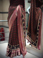 Chevron Print Saree with Zari Borders