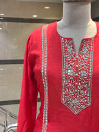 Coral Red Silk Farshi Suit Set