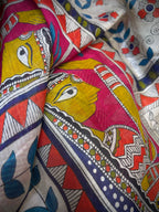 Madhubani Printed Maheshwari Silk Unstitched Suit