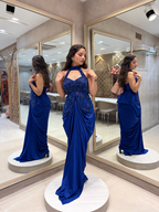 Velora Royal Blue Draped Set
