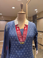 Indigo Ikat-Print Kurta Set