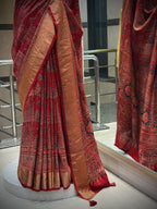 Ajrakh Saree with Zari Border