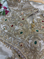 Metallic Silver Embellished Saree Set