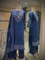 Indigo Navy Geometric Grid Kurta Set