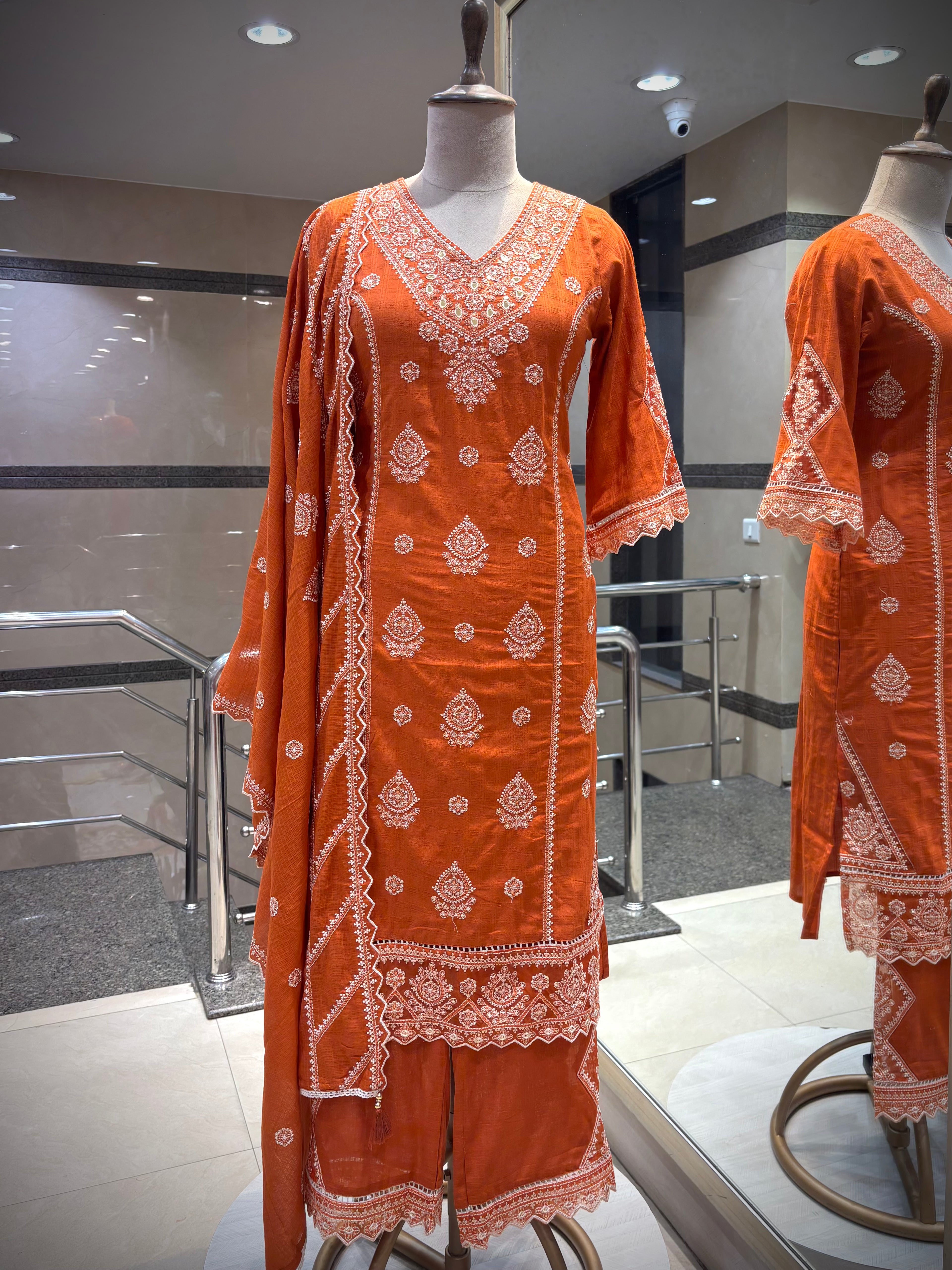 Earthy Rust Embroidered Kurta Set