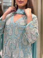 Powder Blue Sharara Set