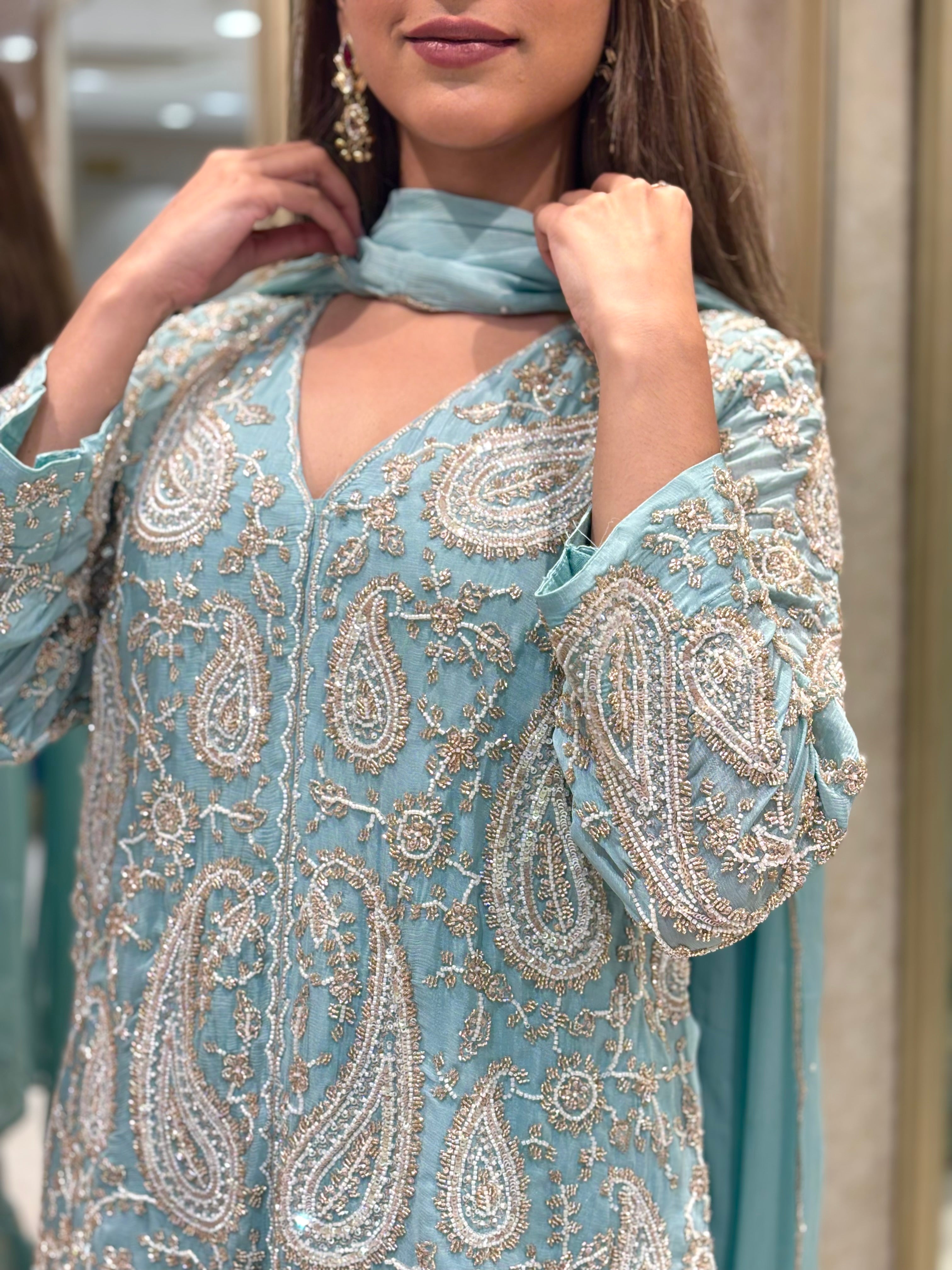 Powder Blue Sharara Set