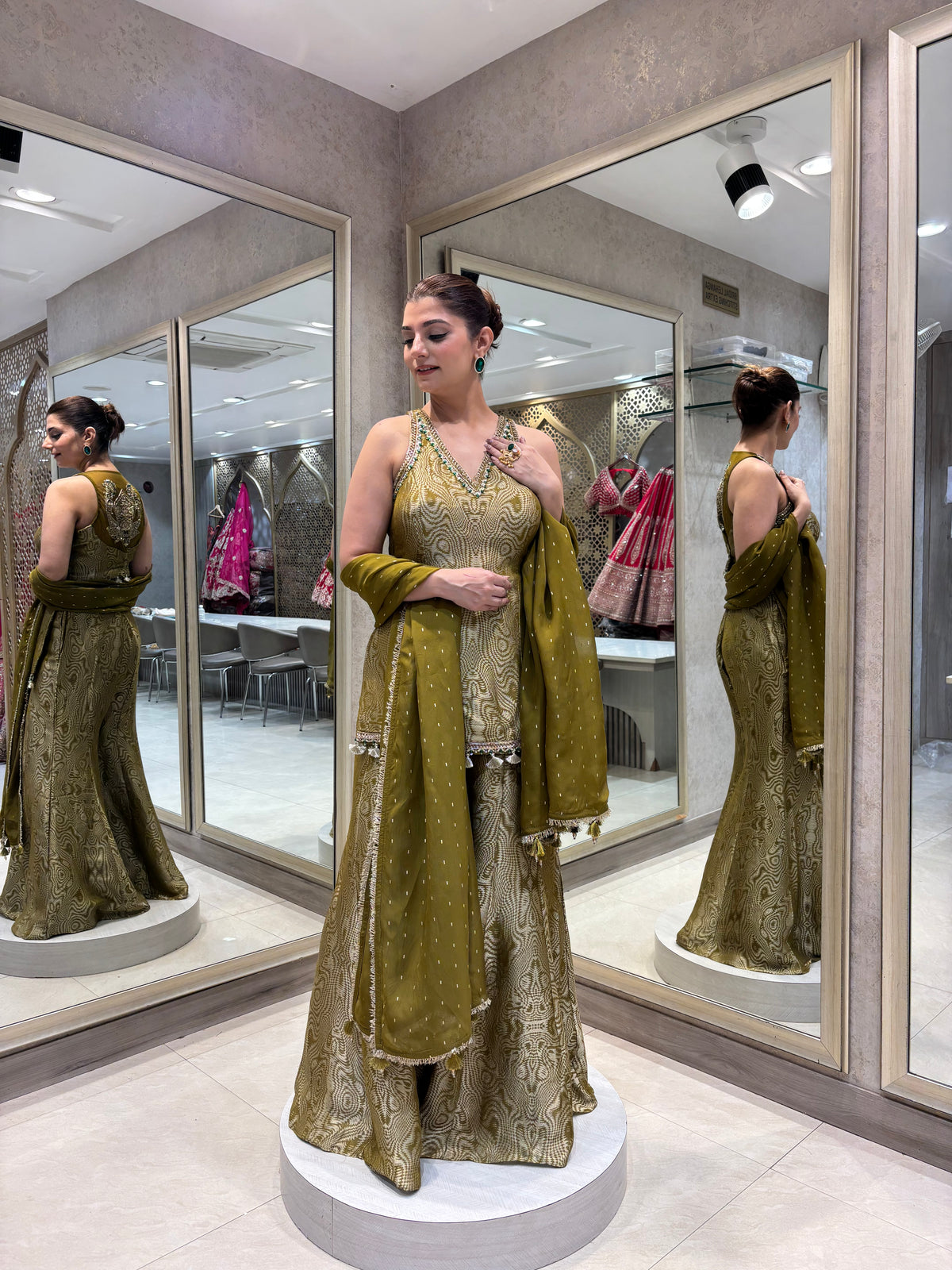 Olive Gold Sharara Set