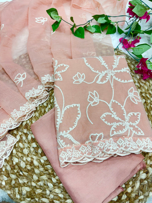Soft Peach Unstitched Suit Set
