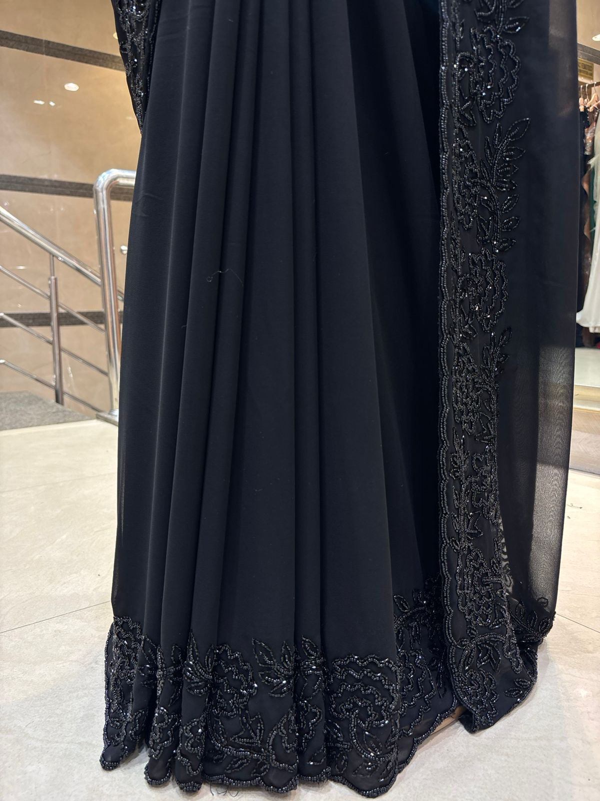 Midnight Elegance Black Saree in Premium Georgette