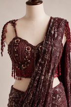 Burgundy Saree Set