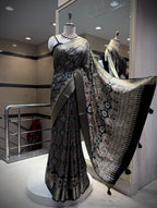 Midnight Heritage Kalamkari Saree