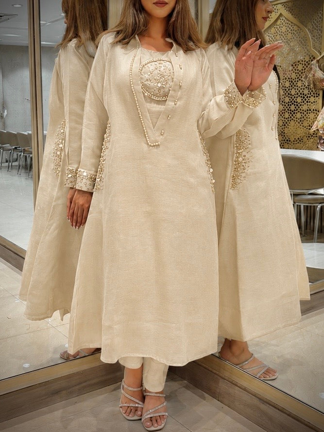 Ivory Linen Hand-Embellished Co-ords