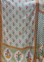 Sage & Coral Floral-Mughal Kurta Set