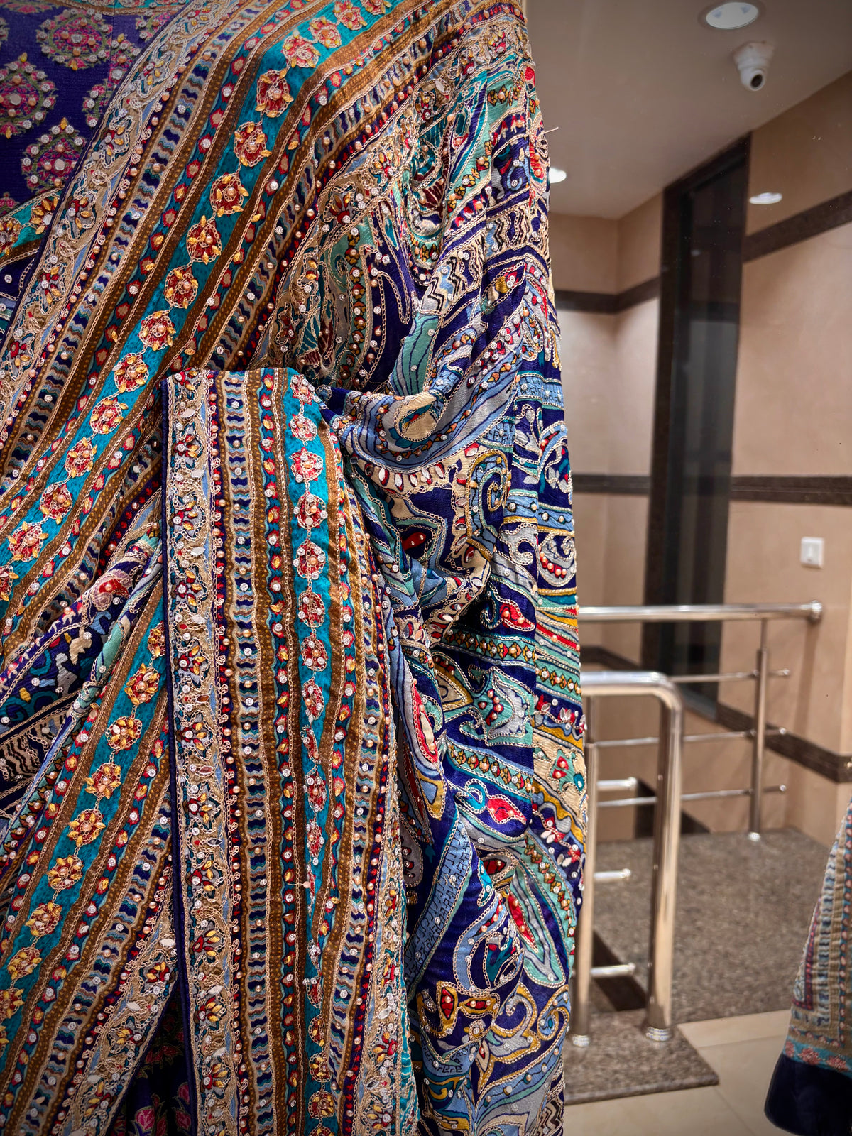 Royal Sapphire Embellished Saree