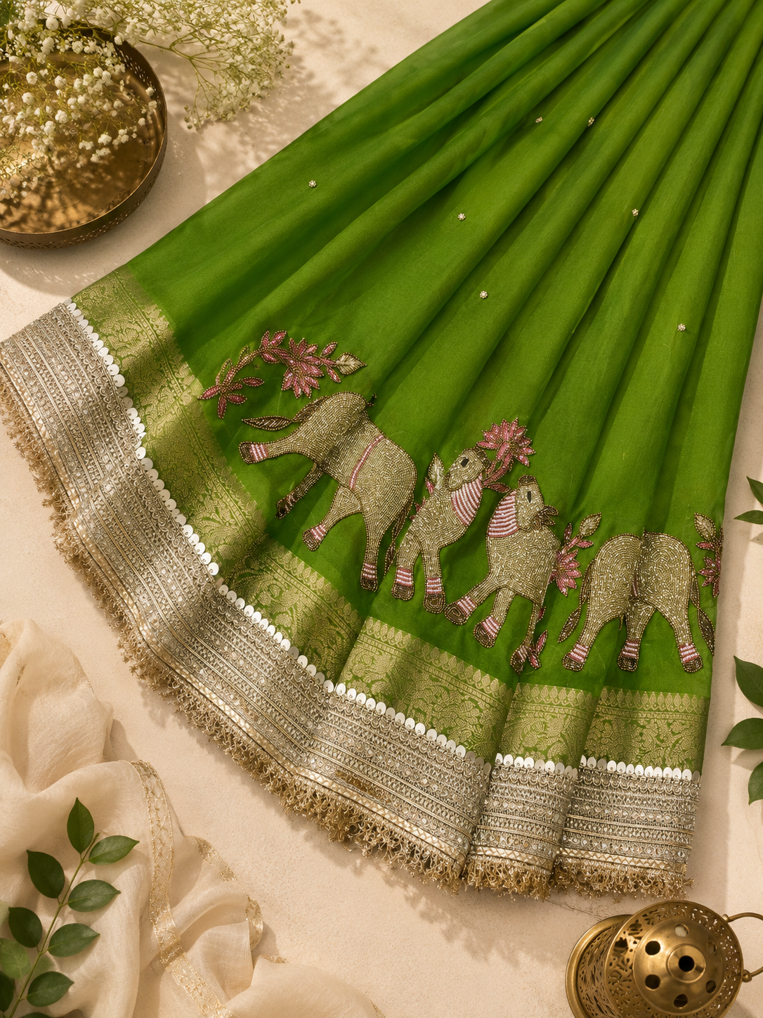 Pichwai Hand Embellished Saree
