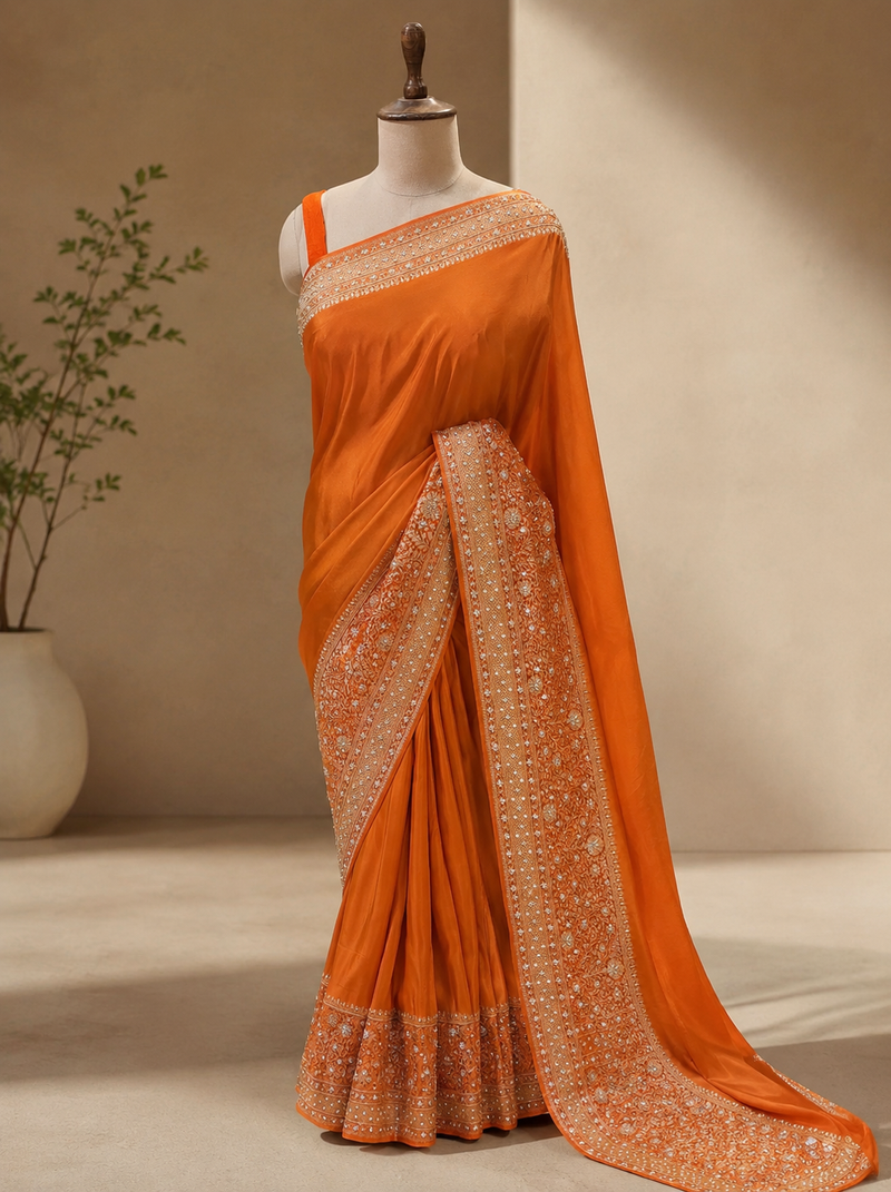 The Terracotta Radiance Zari Silk Saree